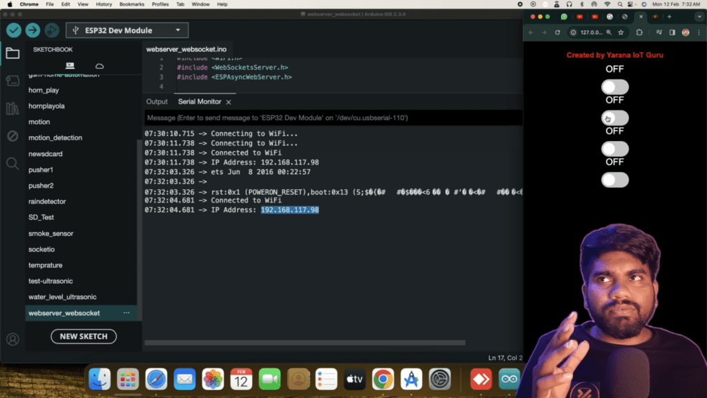 Home Automation with ESP32: Building a 4-Channel Relay Web Server with WebSocket Integration - Yarana IoT Guru Project